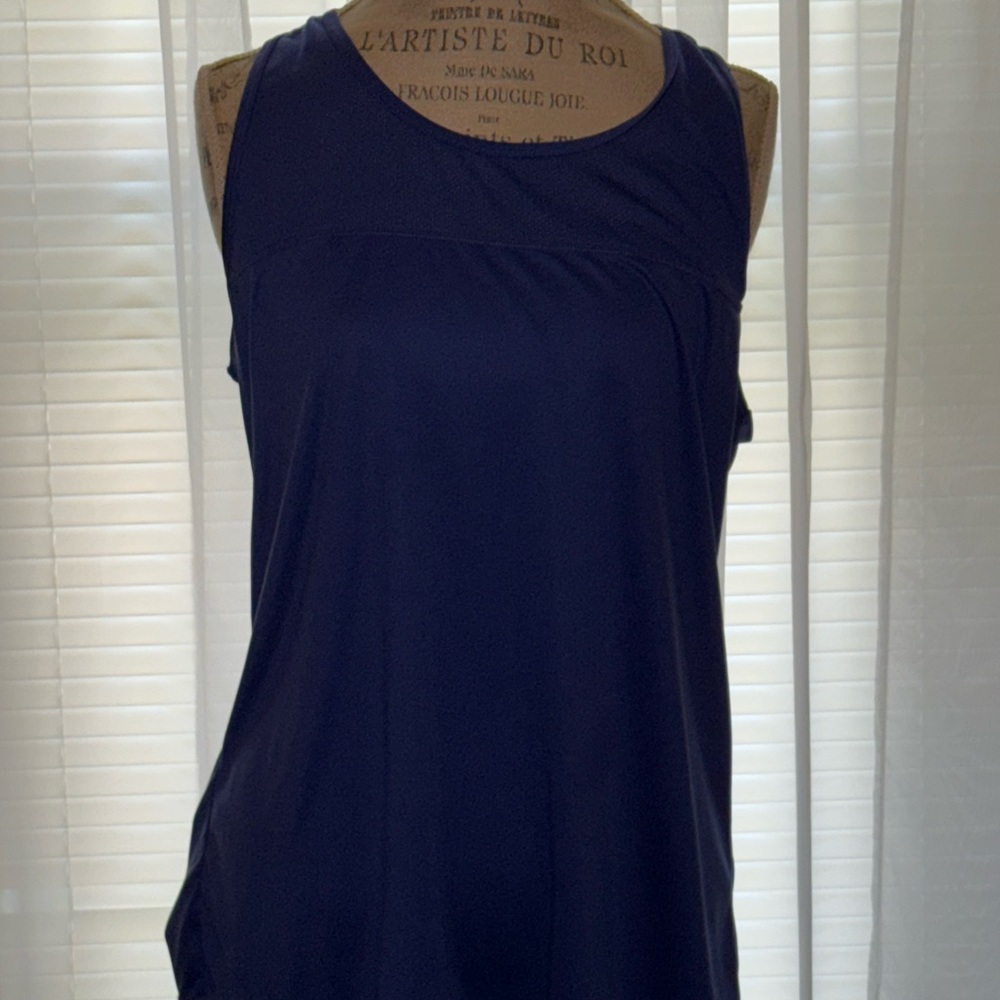 Blue Relaxed Tank Top with Crew Neck